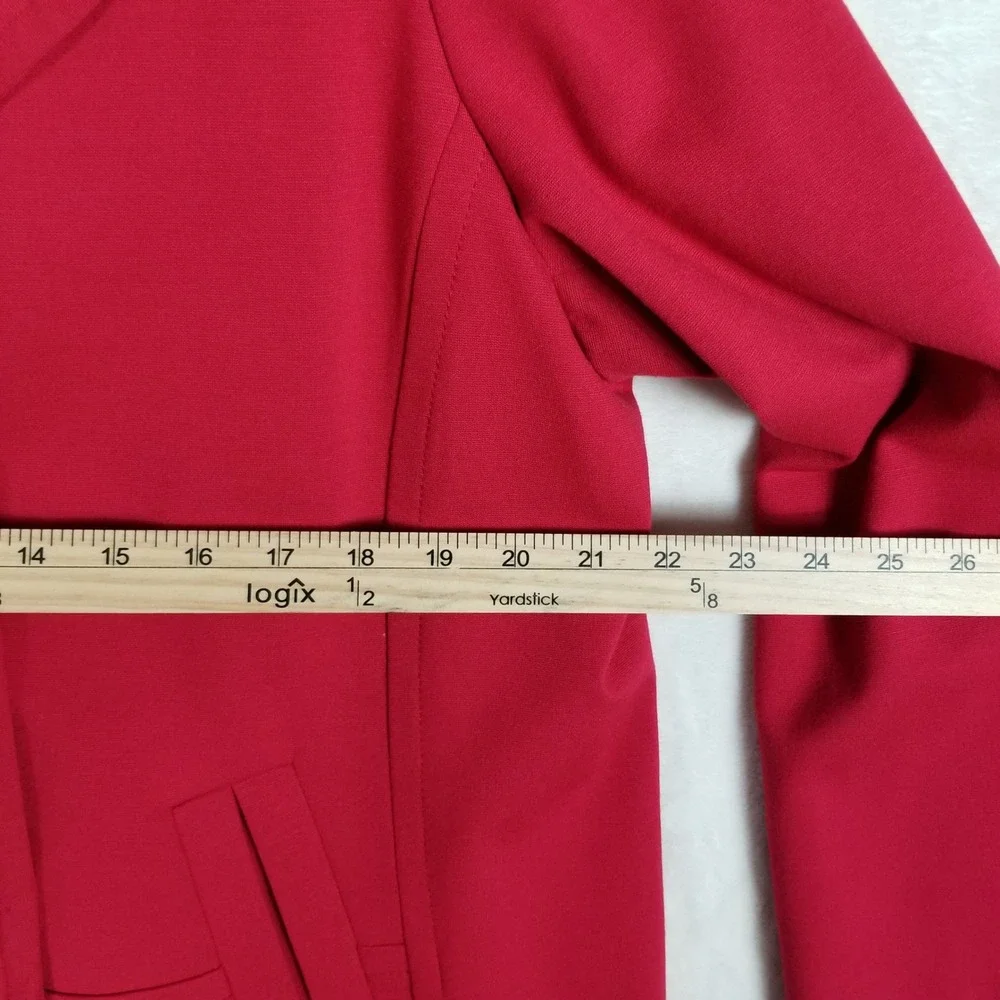 Chico's Double Breasted Jacket Womens 3 Red Faux Fur Collar Stretch Peacoat